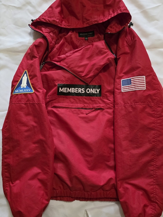 Members Only Other - Members Only Bright Red Hooded Pullover Jacket with Patch Details Men's Size XL
